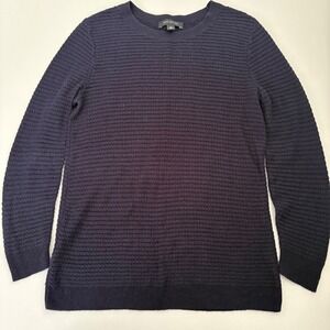 Ann Taylor Navy Blue Waffle Knit Long Sleeve Crew Neck‎ Sweater